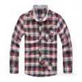 Single Breasted Turn Down Collar Plaid Shirt